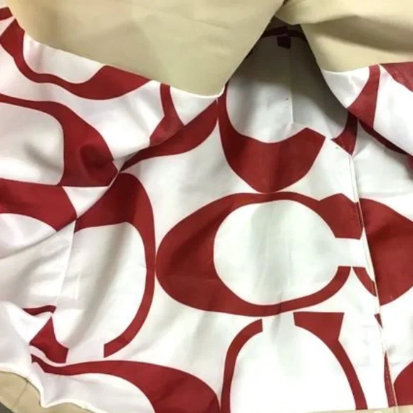 Coach Red Leather Trench Coat Sz S - Picture 8 of 11